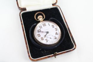 THOS. RUSSELL & SON Gents Rolled Gold Open Face Pocket Watch Hand-wind WORKING // THOS. RUSSELL &