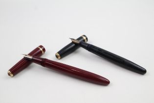 2 x Vintage PARKER Dufold Fountain Pens 14ct Gold Nibs WRITING Inc Black Etc // Dip Tested & WRITING