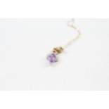 9ct gold diamond & amethyst pendant necklace (2.4g)