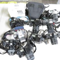 SLR Film Cameras Inc Canon, Pentax & Minolta w/ Some Lenses Job Lot x 10 // SLR Film Cameras Inc