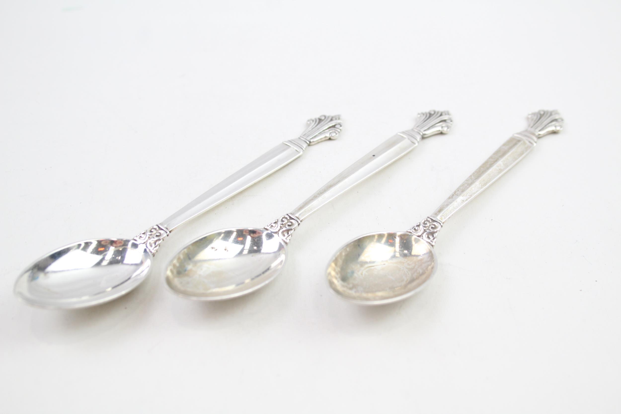 3 x Vintage GEORG JENSEN .925 Sterling Silver Acorn Pattern Teaspoons (40g) // Length - 11.5cm In