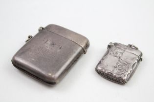 2 x Antique HM .925 Sterling Silver Vesta / Match Cases Inc Edwardian (53g) // In antique