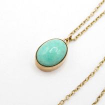 9ct gold and turquoise pendant and chain 46cm long 2.2g