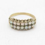 9ct gold opal double row dress ring (2.3g) Size Q