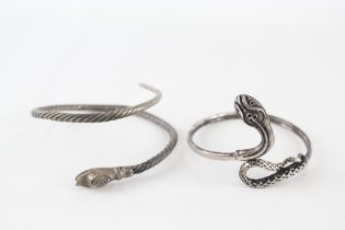 Two silver snake bangles (53g)