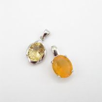 HM 9ct gold pendants x2 (3.3g) citrine x2