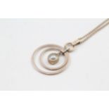 9ct gold antique Edwardian split pearl round openwork pendant necklace (2.7g)