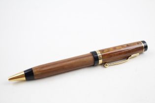 CONWAY STEWART Wood Effect Ballpoint Pen / Biro w/ 14ct Gold Banding (29g) // UNTESTED In previously