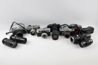 SLR Film Cameras Inc Yashica, Ricoh & Prinzflex w/ Some Lenses Job Lot x 10 // SLR Film Cameras