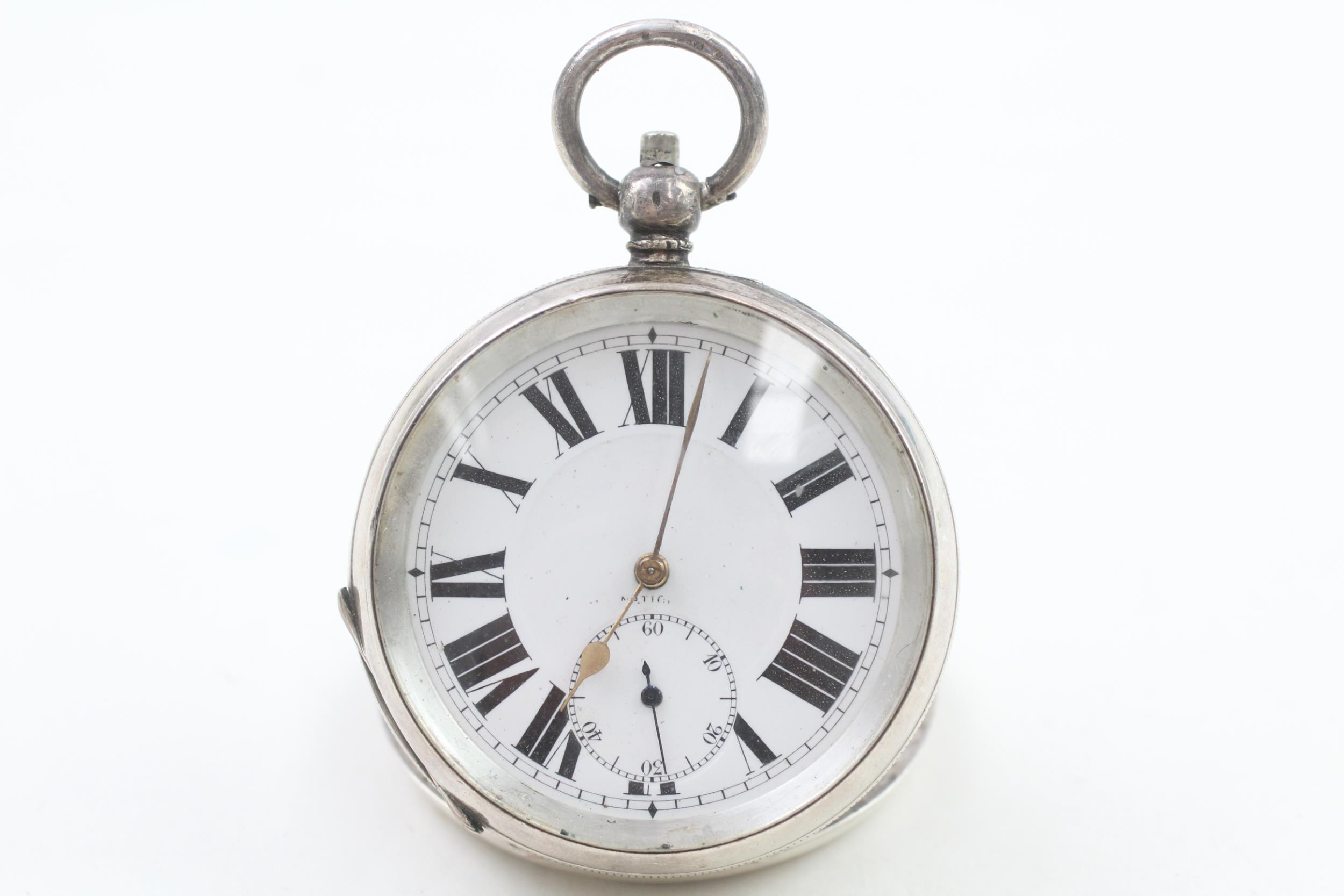 Antique .935 Silver Gents Open Face Pocket Watch Key-wind WORKING // Antique .935 Silver Gents
