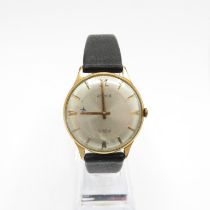 Damas gent's vintage gold plated wristwatch working Aeroplane tipped second hand Unusual //