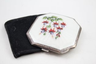 Vintage Hallmarked 1959 Birmingham Sterling Silver Guilloche Enamel Compact 125g // Maker - Turner &