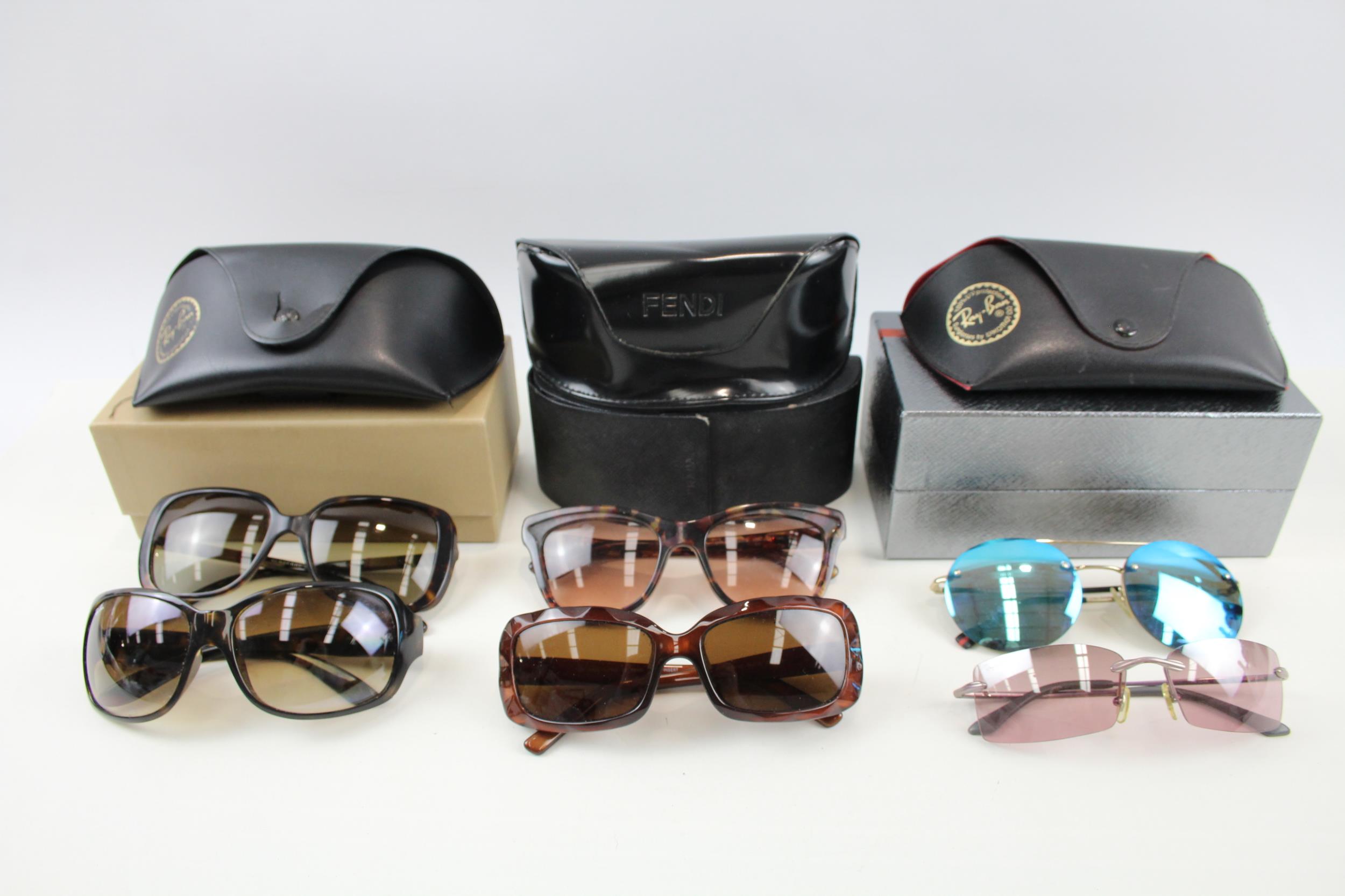4 x Designer Sunglasses Assorted Inc Prada, Burberry, Fendi, Cases, Etc // Items are in previously