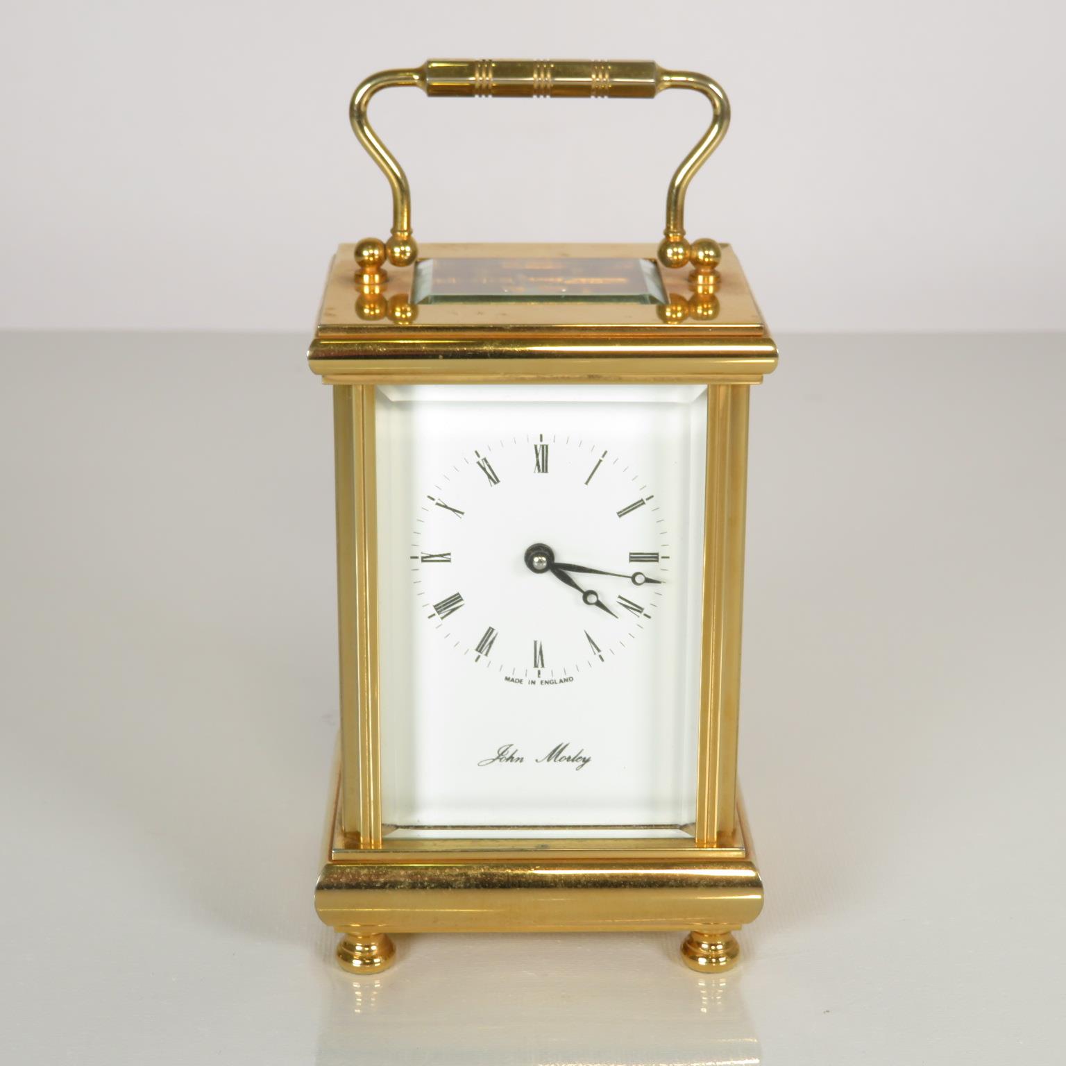 Mid sized carriage clock by John Morley made in England clock runs 120mm x 80mm //