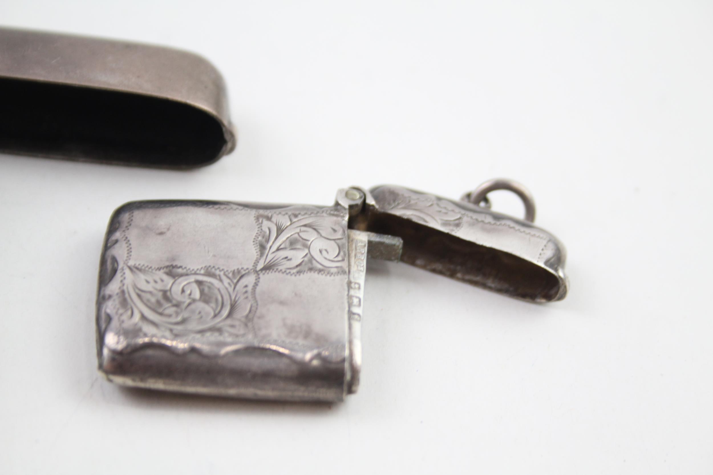 2 x Antique HM .925 Sterling Silver Vesta / Match Cases Inc Edwardian (53g) // In antique - Image 5 of 5