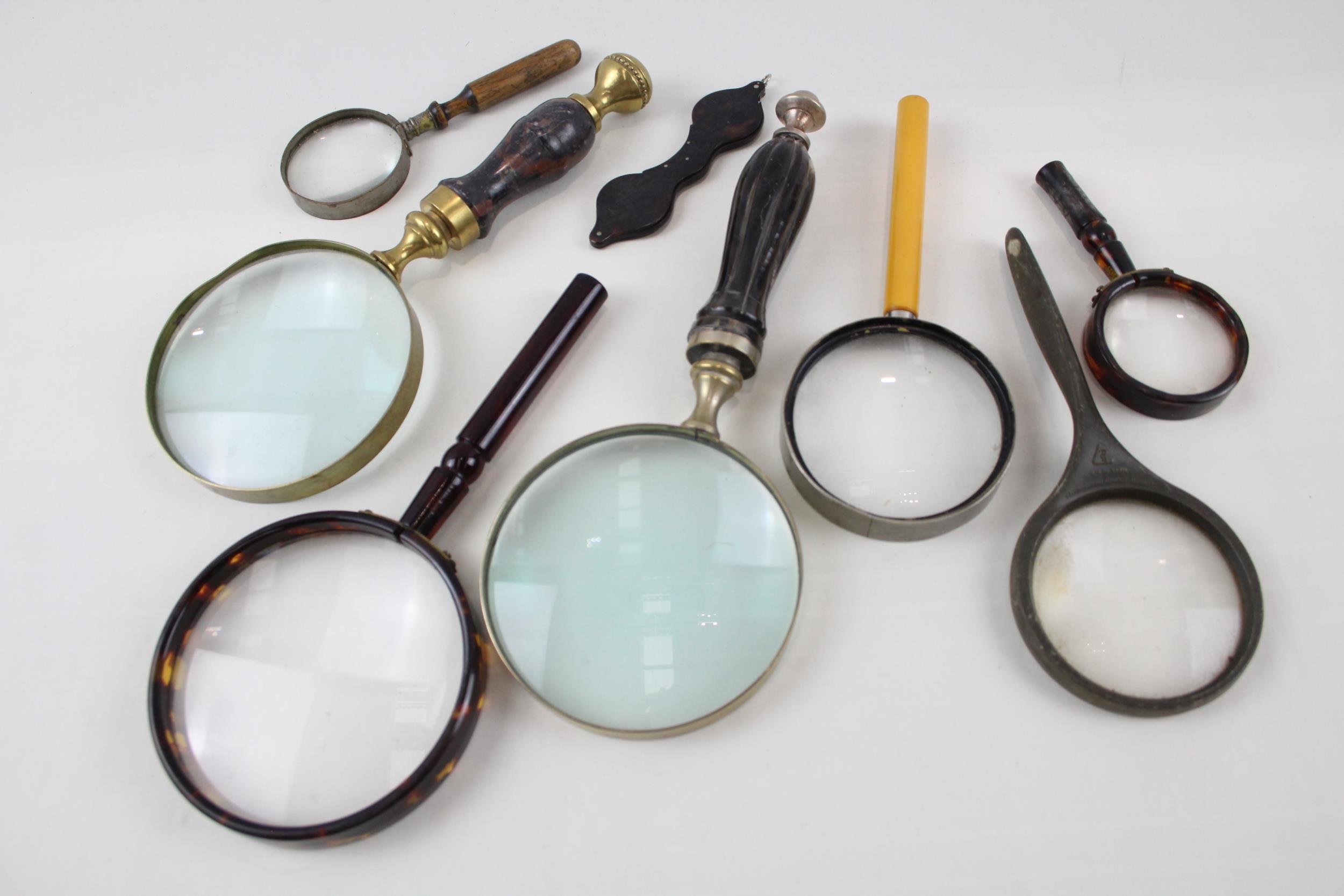 Antique Vintage Magnifying Glasses Tortoise Shell, Horn, Early Plastic Etc x 8 // Items are in