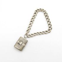 Silver link bracelet HM with opening suitcase charm/locket 21.6g