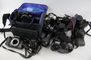 SLR Film Cameras Inc Canon, Pentax & Minolta w/ Some Lenses Job Lot x 10 // Assorted SLR Film