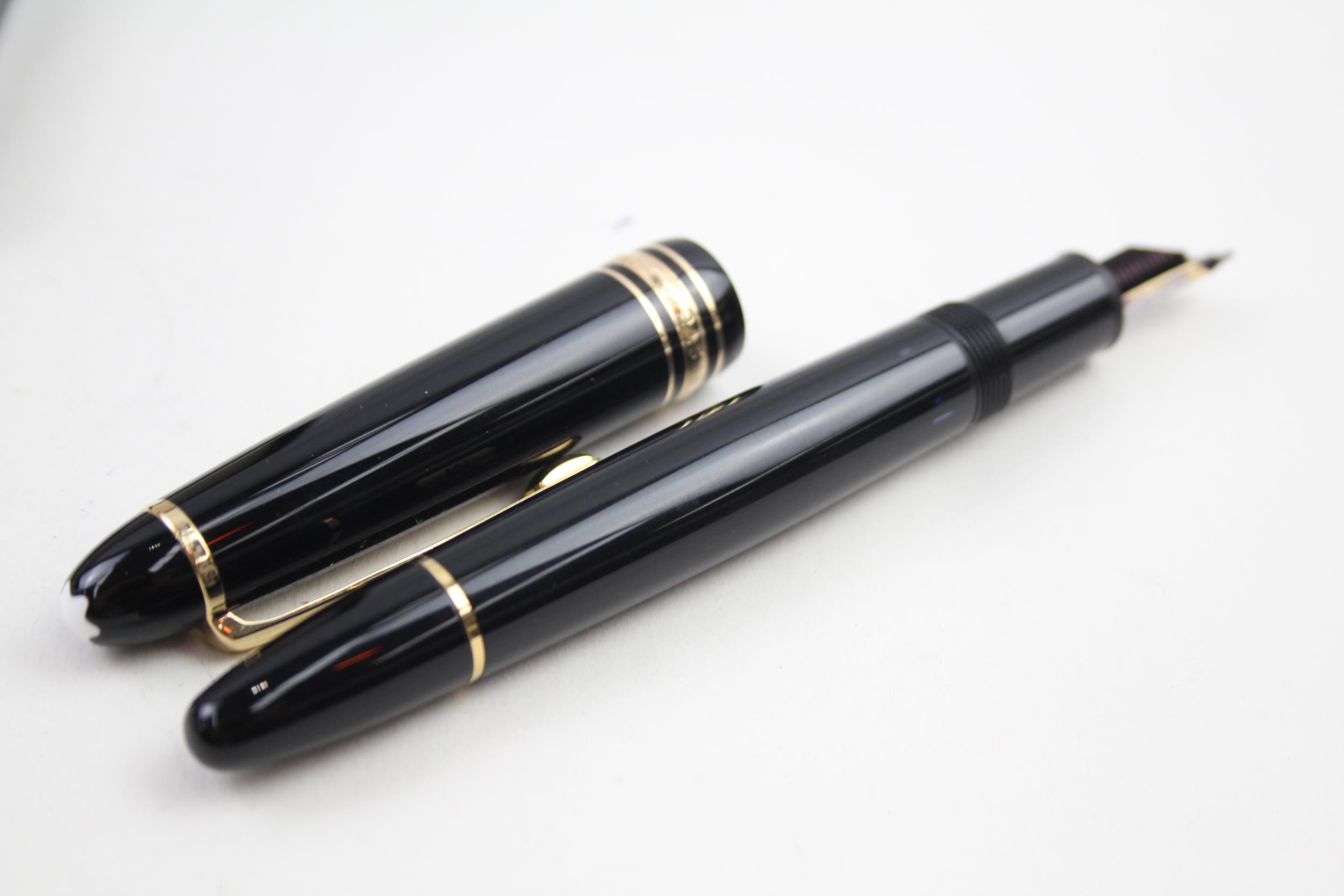 MONTBLANC Meisterstuck Black Fountain Pen w/ 14ct White Gold Nib WRITING Boxed // Dip Tested & - Image 7 of 11