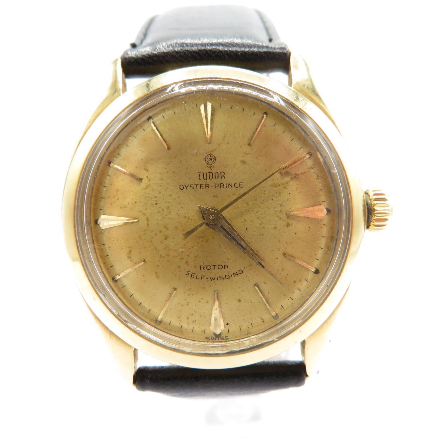 Rare Tudor by Rolex Oyster Prince 18ct gold ref 7965 Gent's vintage 18ct gold watch automatic - Image 2 of 8