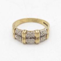 9ct gold diamond double band ring (3g) Size Q