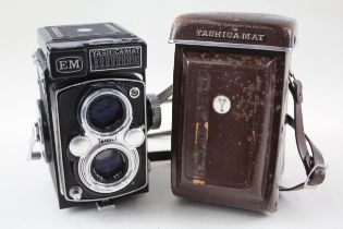 Yashica Mat EM, Medium Format TWIN LENS CAMERA w/ Case WORKING // Yashica Mat EM Twin Lens Camera