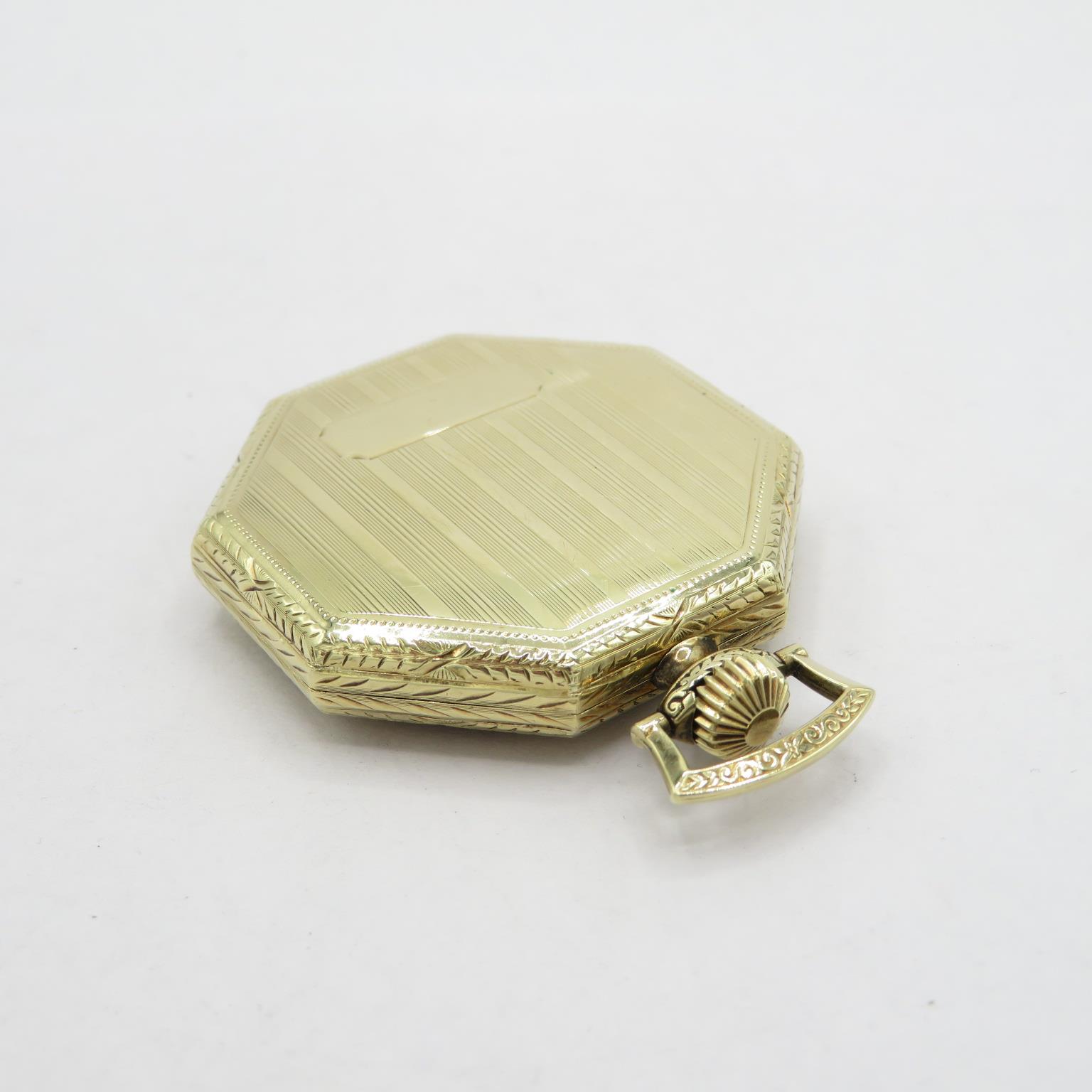 Waltham Gent's vintage rolled gold P/watch handwind working Octagonal case/machine engraved caseback - Image 6 of 6