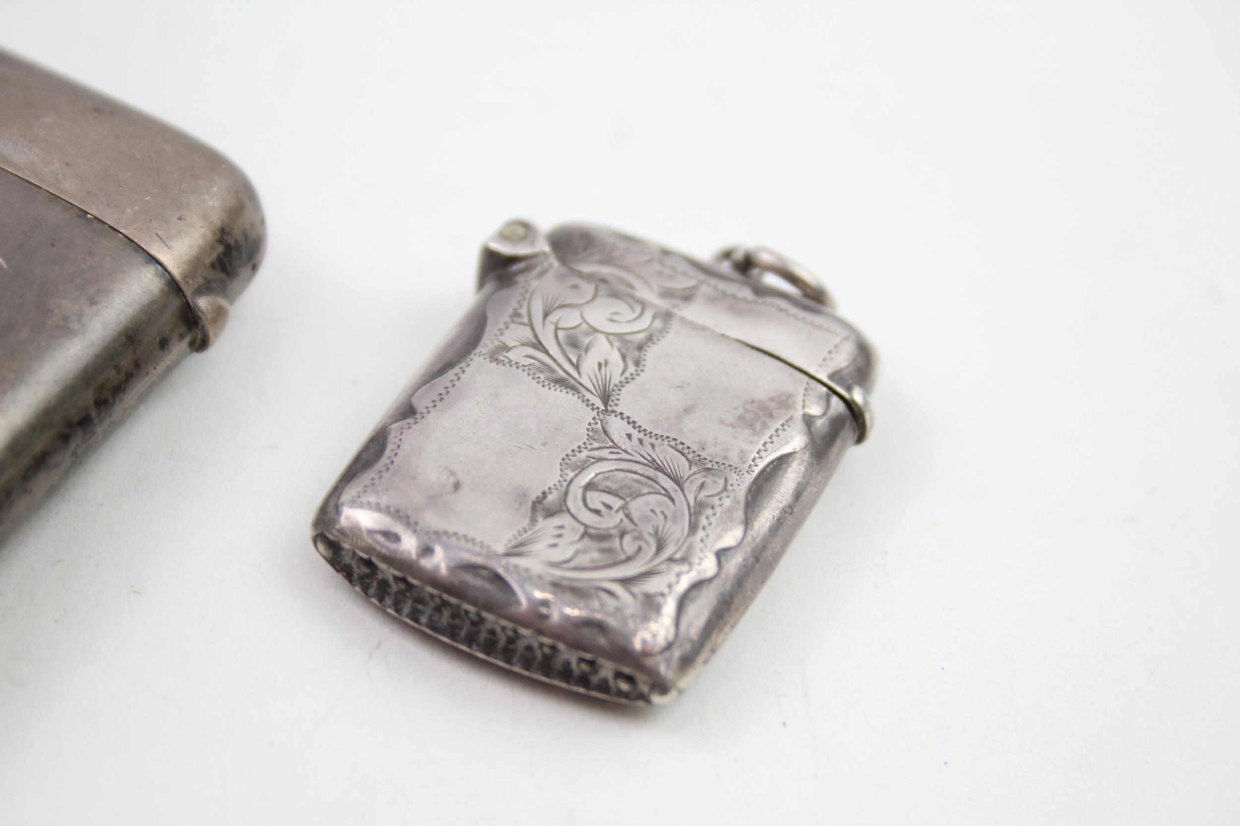 2 x Antique HM .925 Sterling Silver Vesta / Match Cases Inc Edwardian (53g) // In antique - Image 3 of 5