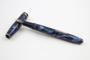 Vintage CONWAY STEWART 15 Navy FOUNTAIN PEN w/ 14ct Gold Nib WRITING // Dip Tested & WRITING In