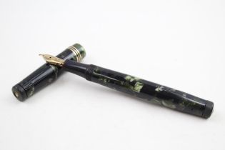 Vintage MABIE TODD Swan Leverless Green Fountain pen w/ 14ct Gold Nib WRITING // Dip Tested &