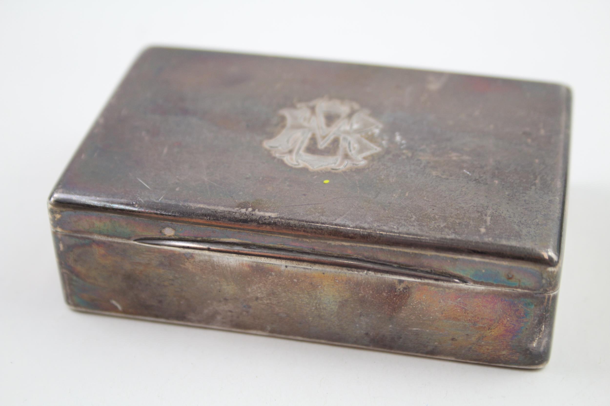 Antique Victorian 1896 Birmingham Sterling Silver Snuff / Cigarette Box (119g) // w/ Personal - Image 5 of 8