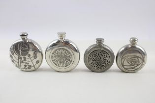 Pewter Flasks Inc Charles Rennie Mackintosh Floral & Celtic Patter Engraving // Items are in vintage