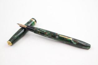 Vintage CONWAY STEWART 12 Green FOUNTAIN PEN w/ 14ct Gold Nib WRITING // Dip Tested & WRITING In