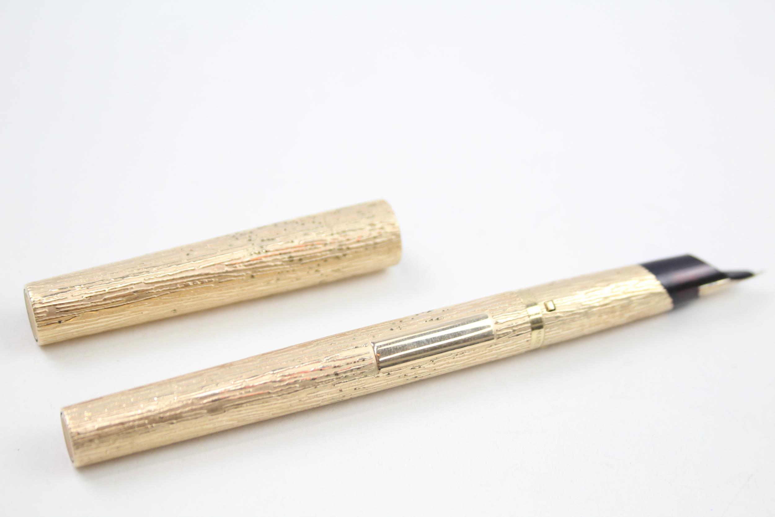 Vintage PARKER 105 Gold Plated Bark Finish Fountain Pen w/ 14ct Gold Nib WRITING // Dip Tested & - Image 6 of 6