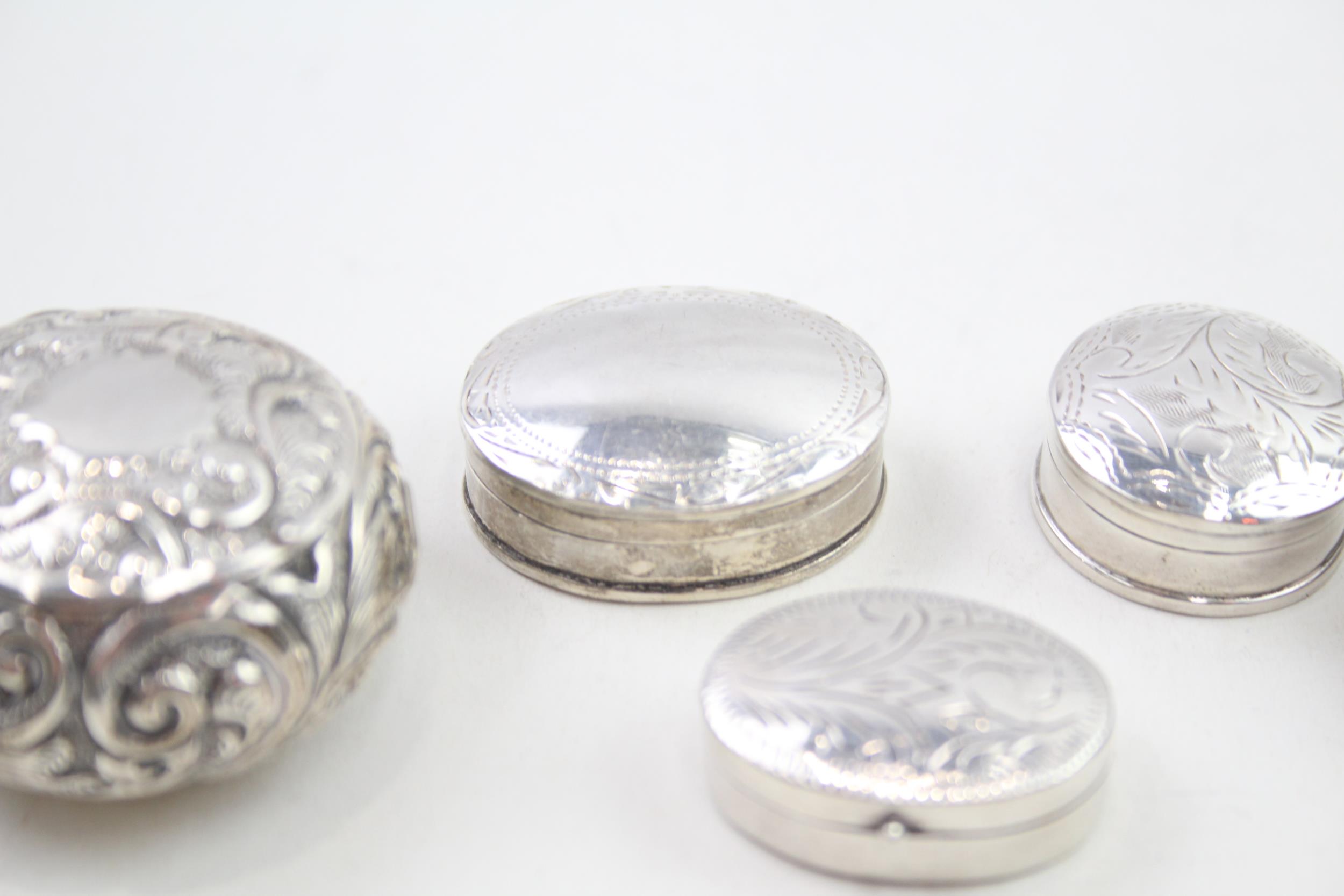 5 x Antique / Vintage Hallmarked .925 Sterling Silver Pill / Trinket Boxes (64g) // In antique / - Image 3 of 6