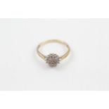 9ct gold diamond cluster ring (1.4g) Size L 1/2