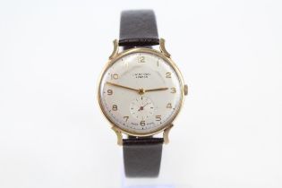 J. W. BENSON 9ct Gold Cased Gents Vintage WRISTWATCH Hand-wind WORKING // J. W. BENSON 9ct Gold