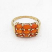 9ct gold fire opal cluster ring (2.5g) Size N 1/2