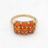 9ct gold fire opal cluster ring (2.5g) Size N 1/2