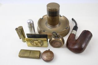 Trench Art Job Lot Inc. WW1 WW2 Lighters Ashtray German Vesta & Boer War Pipe // Trench Art Job