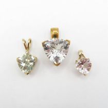 HM 9ct gold pendants x2 heart shaped aquamarine stones (8.5g)