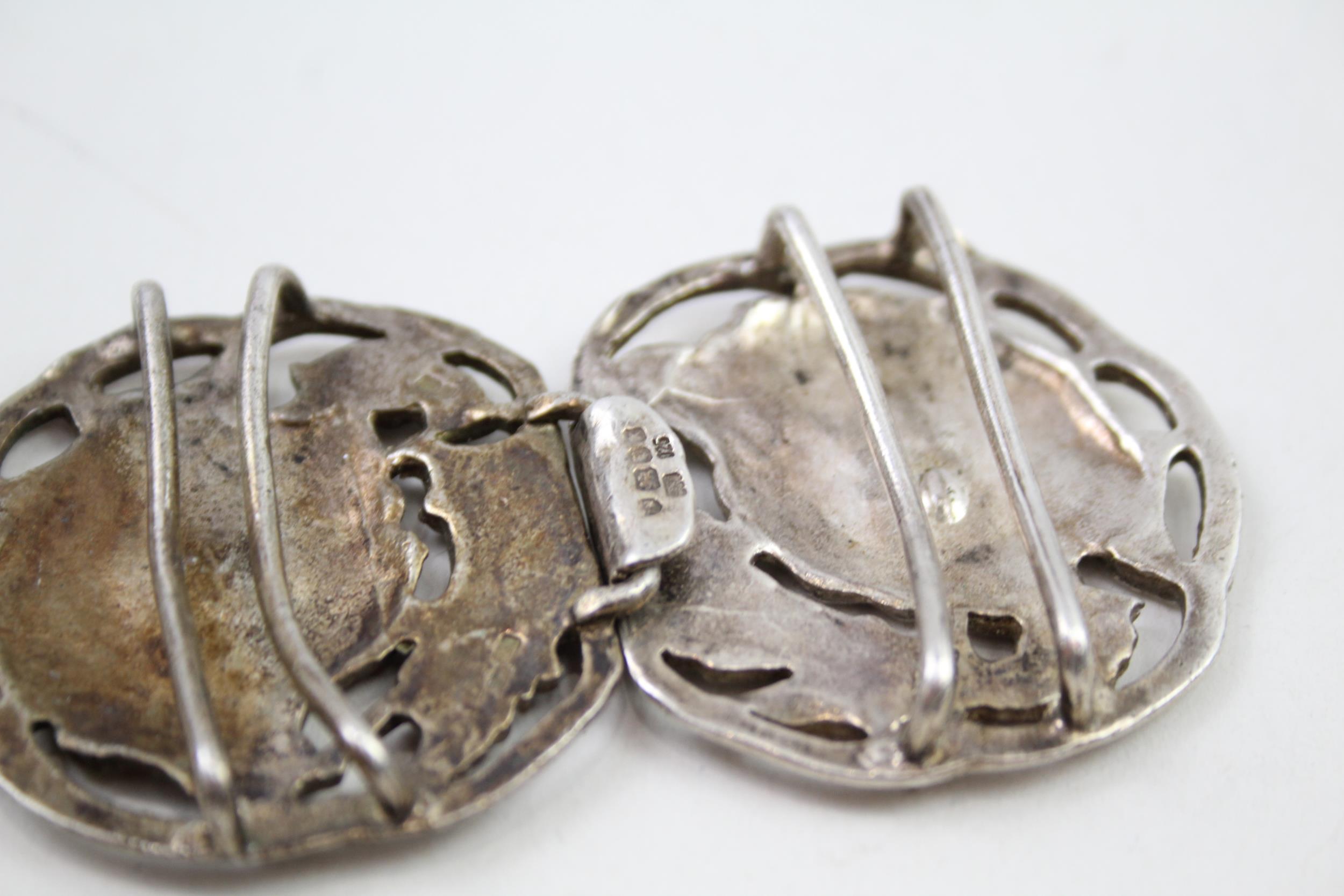 Vintage Hallmarked 1984 London Sterling Silver Art Nouveau Style Belt Buckle 54g // Maker - Ari D - Image 6 of 7