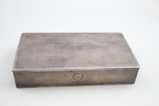 Vintage Stamped .925 Sterling Silver OMEGA Engine Turned Cigarette Box (262g) // Diameter - 16cm