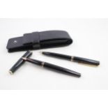 Vintaged MONTBLANC Classic Black Fountain Pen w/ 14ct Gold Nib, Ballpoint, Case - w/ 14ct Gold