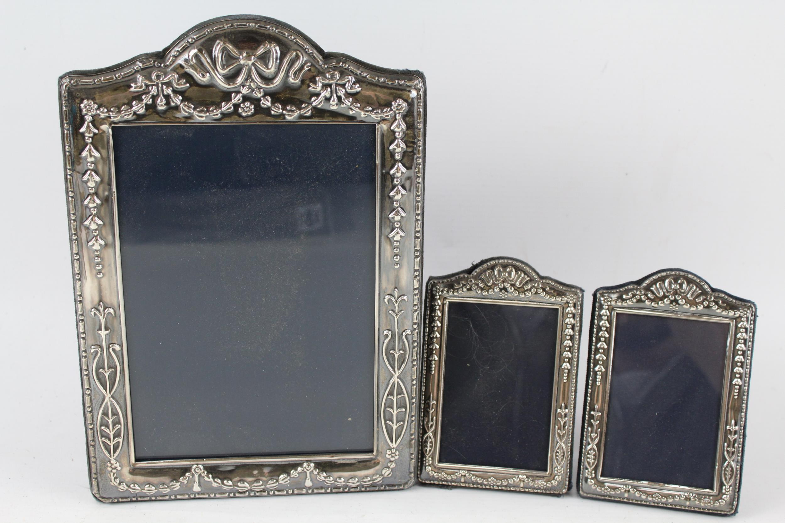 3 x Vintage Hallmarked .925 STERLING SILVER Photograph Frames R Carr (580g) - Maker - R.Carr