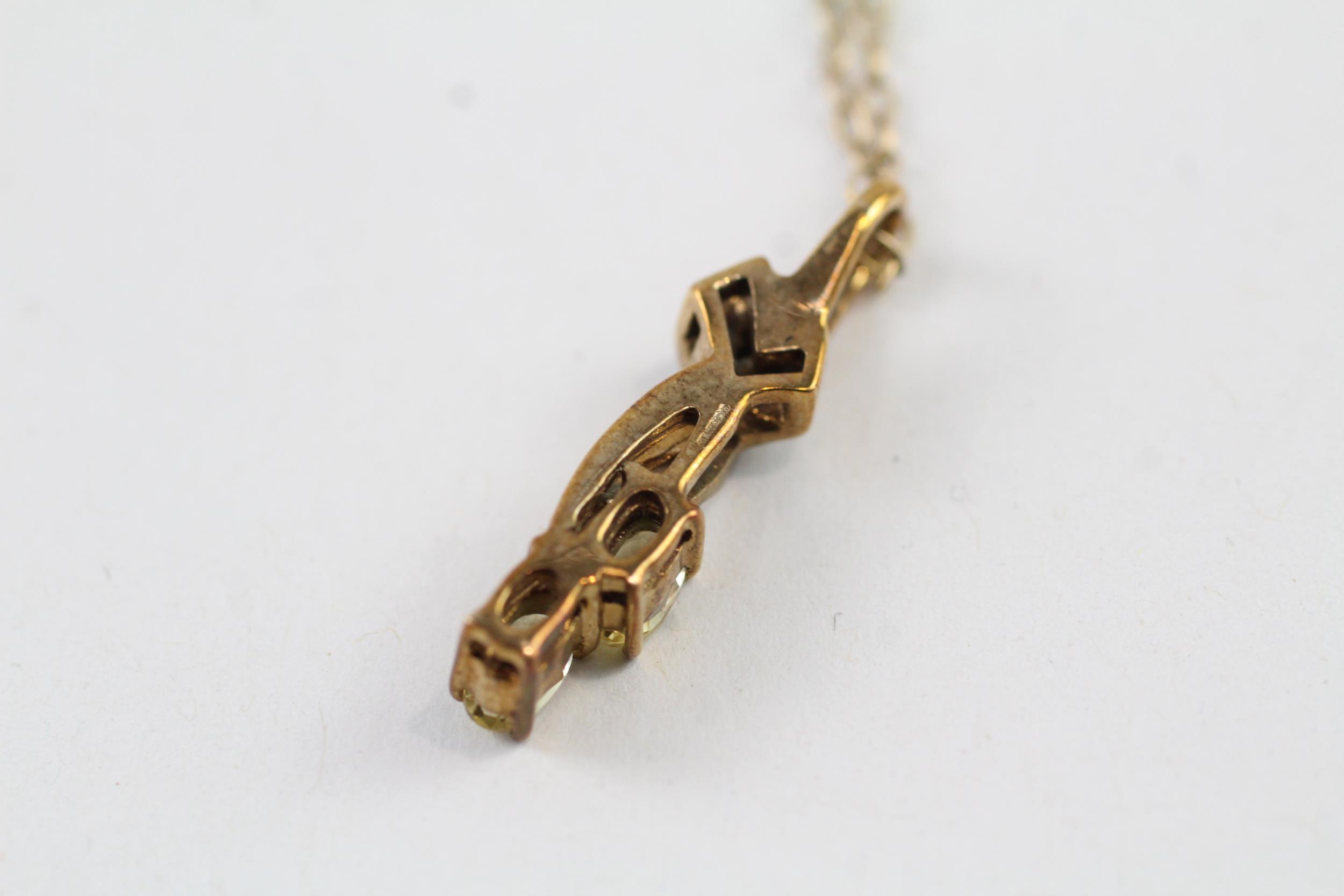 9ct gold oval cut yellow gemstone & diamond drop pendant necklace (3.1g) - Image 2 of 4
