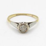 18ct gold & platinum early 20th century diamond solitaire ring (1.7g) Size L