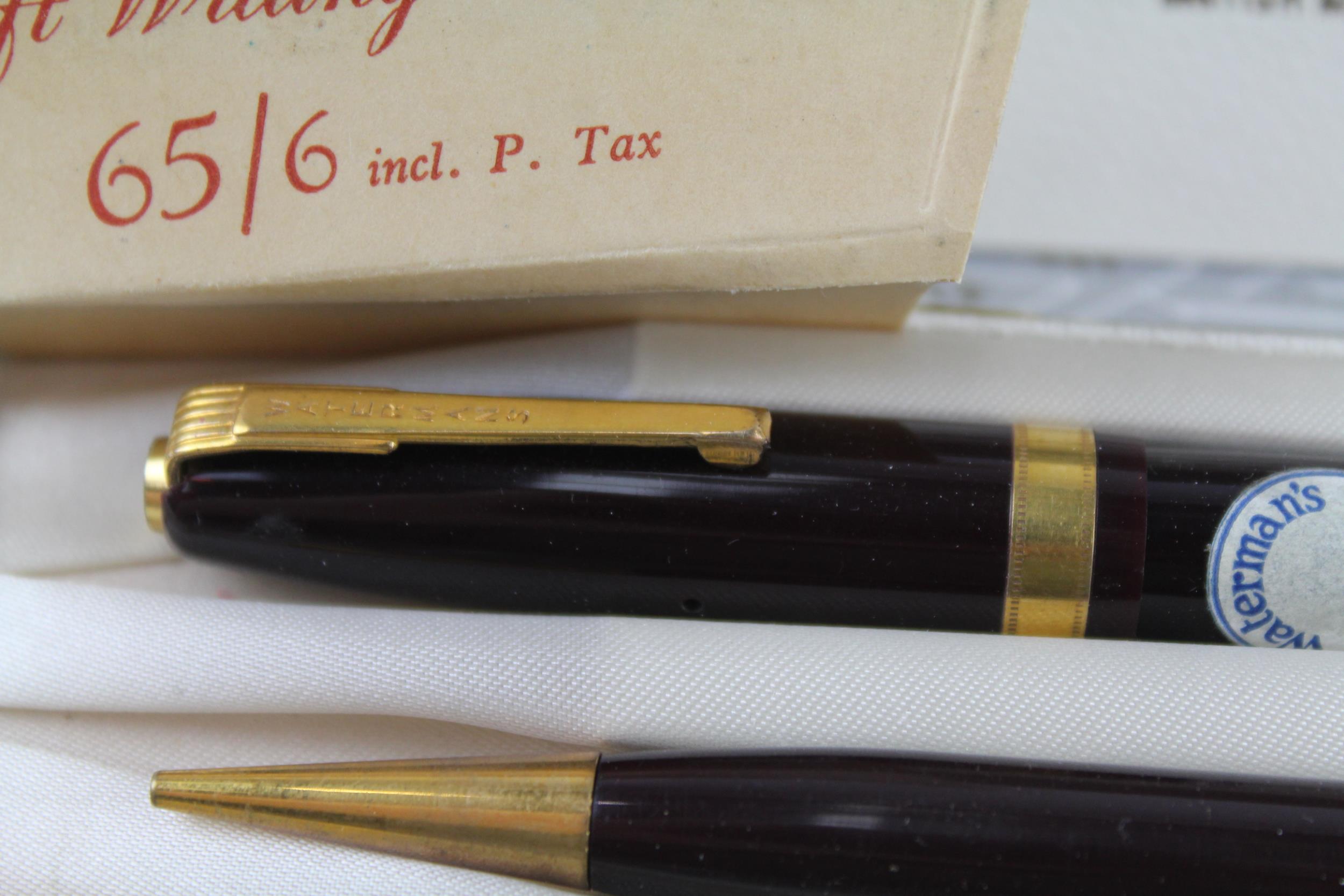 Vintage WATERMAN 515 Burgundy Fountain Pen w/ 14ct Gold Nib, Pencil, Box Etc - w/ 14ct Gold Nib, - Image 2 of 7