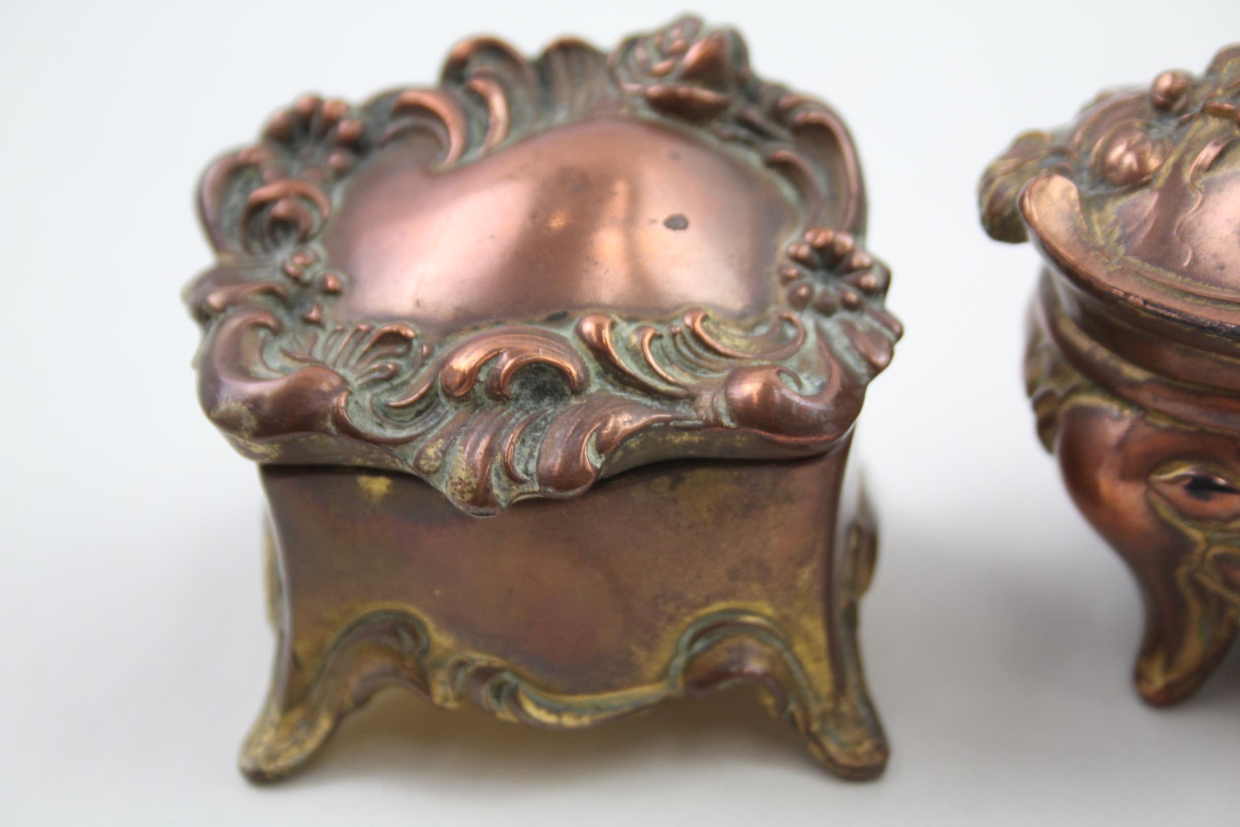 2 x Antique Art Nouveau WB MFG & Co. Gilded Metal Jewellery / Trinket Boxes - In antique condition - Image 2 of 8