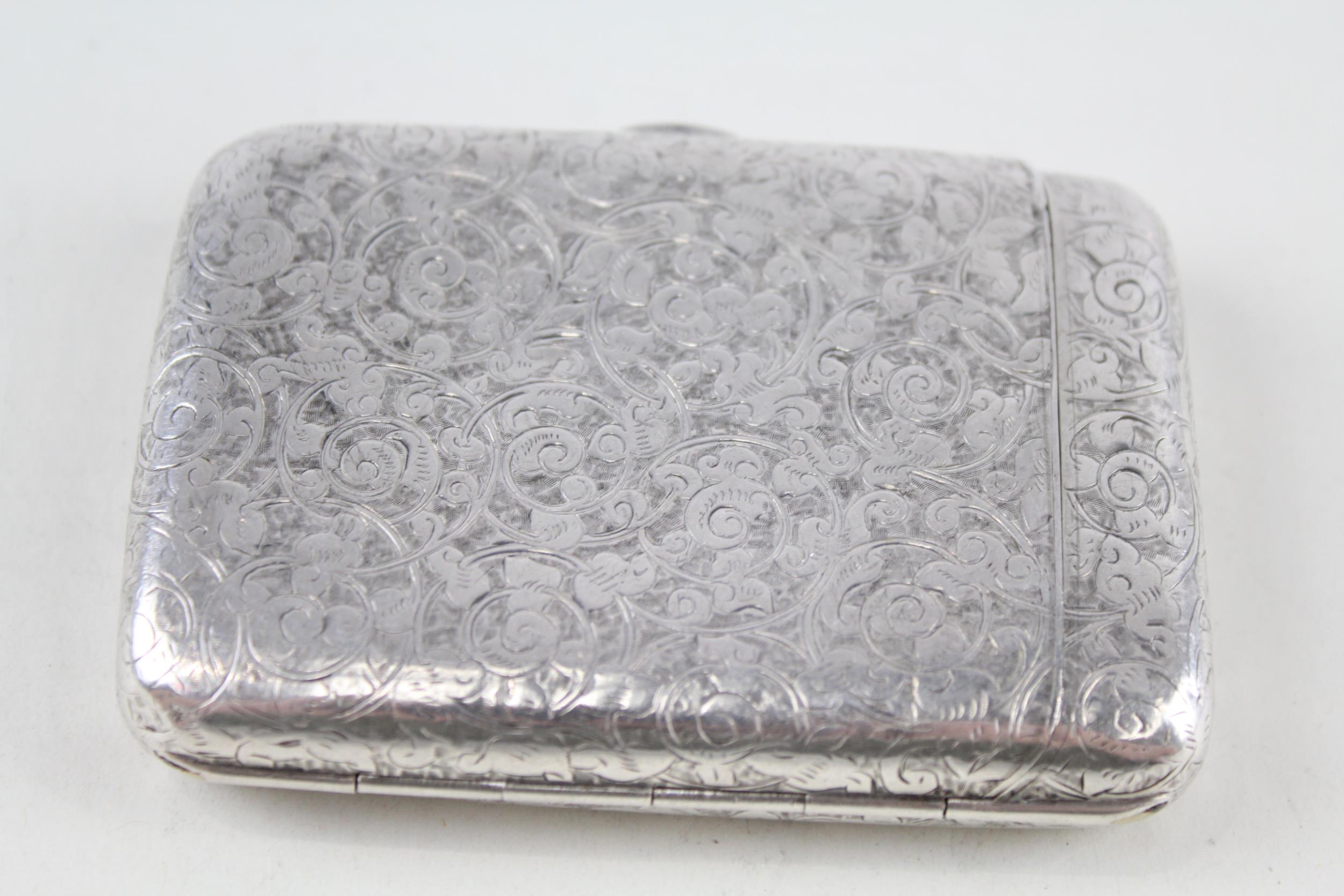 Antique Victorian HM 1887 Birmingham Sterling Silver Cigarette Case (85g) - w/ Personal Engraving - Image 4 of 5